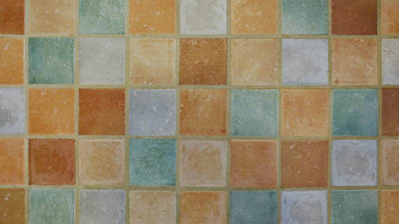 Square ceramic tiles in several colours
